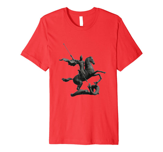Unisex Cotton Tee Premium T-shirt Saint George and Dragon Red
