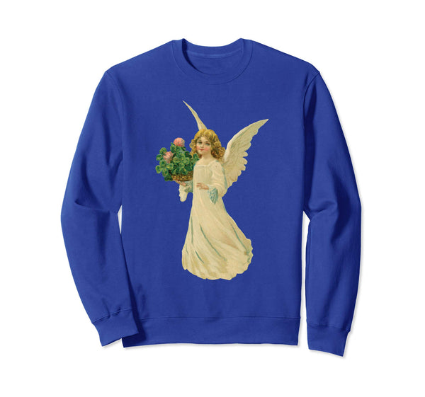 Unisex Crewneck Sweatshirt Angel with Clover Royal Blue