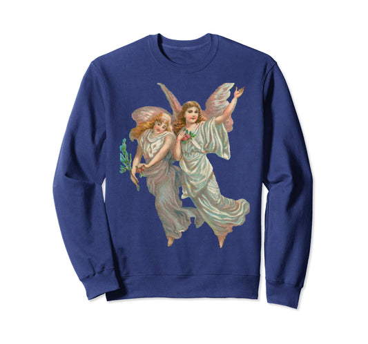 Unisex Crewneck Sweatshirt Heavenly Angel Art Navy