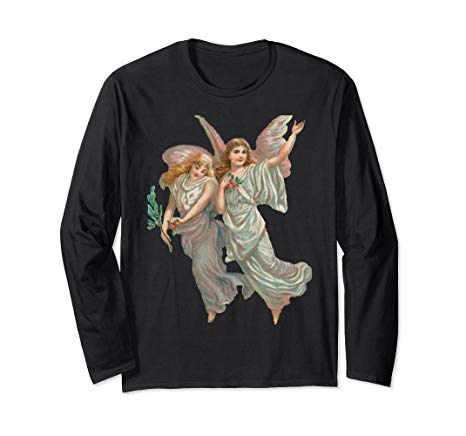 Unisex Long Sleeve T-Shirt Heavenly Angel Art in Black