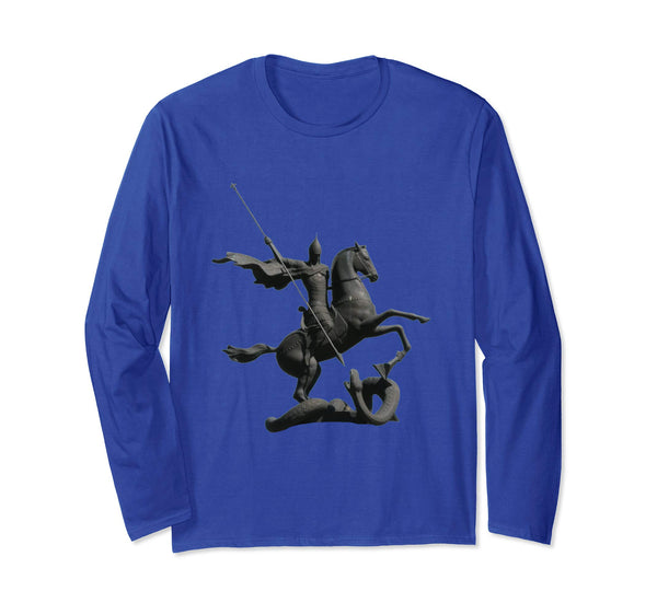 Unisex Long Sleeve T-Shirt Saint George and the Dragon Royal Blue