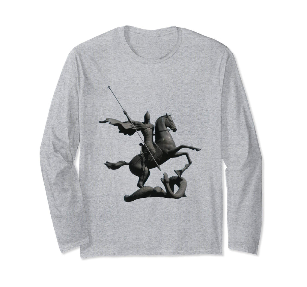 Unisex Long Sleeve T-Shirt Saint George and the Dragon Heather Grey
