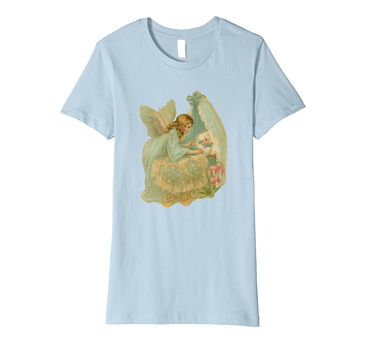 Womens Cotton Tee T-Shirt Gift for Mom with Angel over Bassinet Art