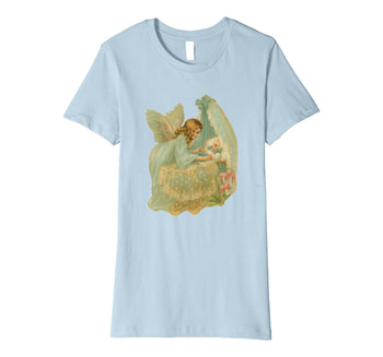 Womens Cotton Tee T-Shirt Gift for Mom with Angel over Bassinet Art
