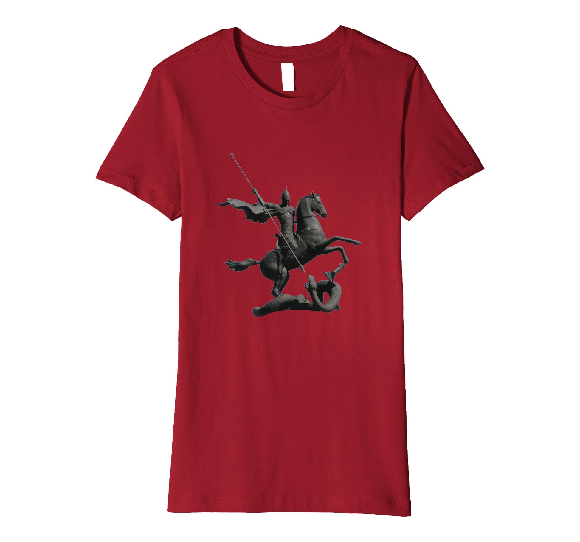 Womens Cotton Tee T-shirt Gift for Mom with Saint George and Dragon Cranberry