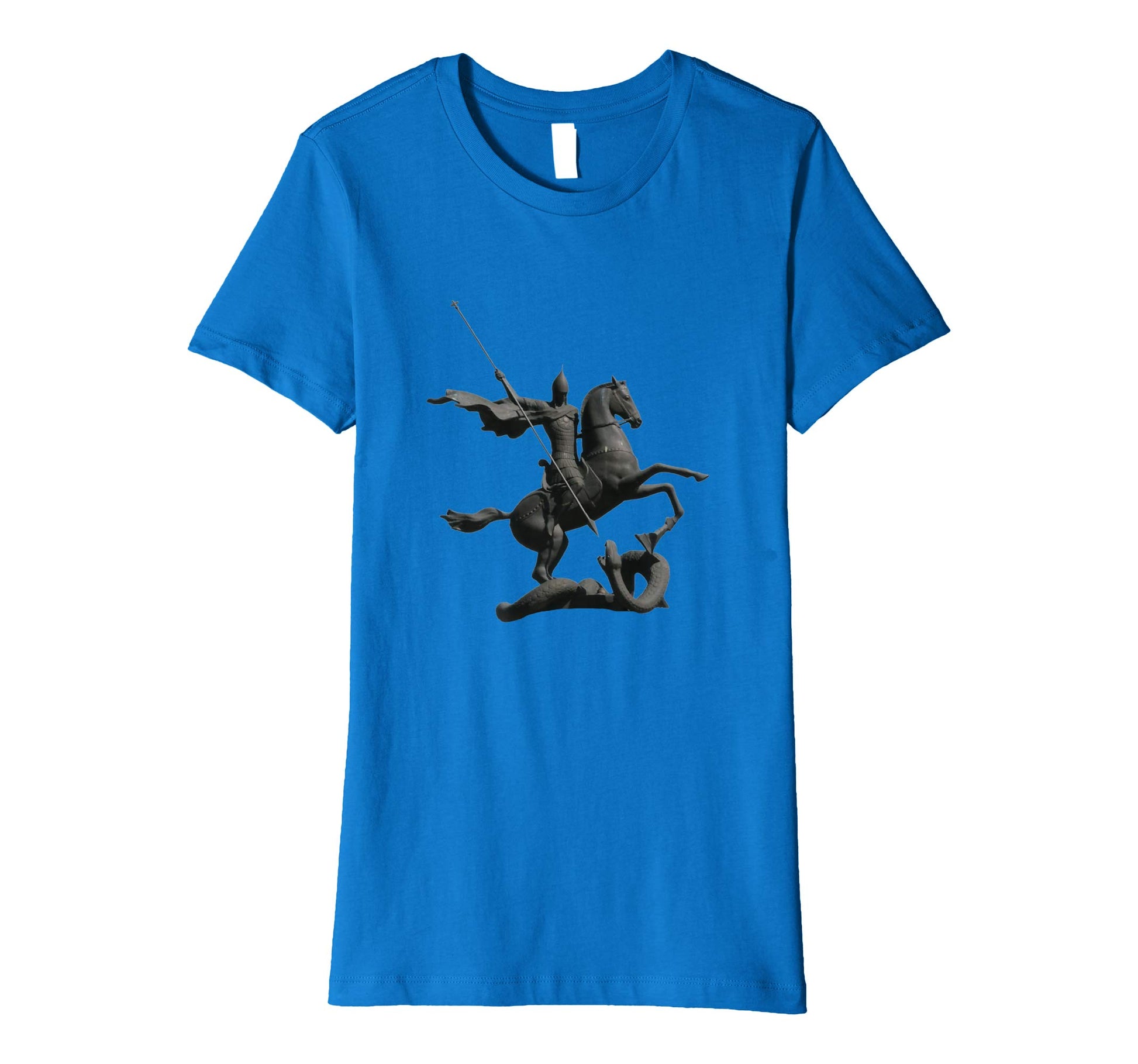 Womens Cotton Tee T-shirt Gift for Mom with Saint George and Dragon Royal Blue