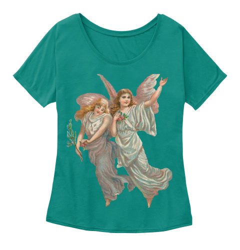 Womens Slouchy Tee with Heavenly Angel Art Print
